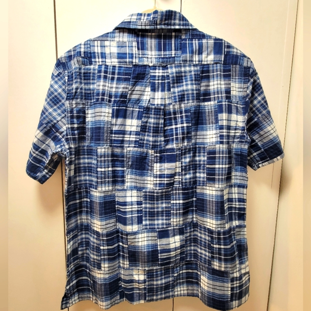 Todd Snyder Camp Collar Indigo Patchwork Short Sl… - image 4